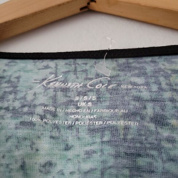 Kenneth Cole New York Green and Black Blouse Abstract Modern Print S - Picture 2 of 8